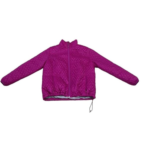 Lands' End Puffer Jacket Full Zip Hot Pink Pockets Size Medium M - Picture 4 of 16